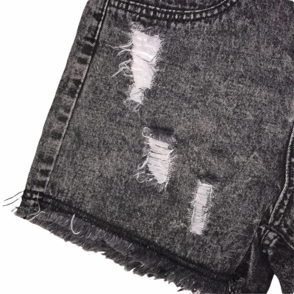 Distressed Fringed Denim Shorts